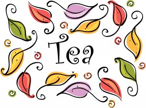 Tea Word Art and Leaves